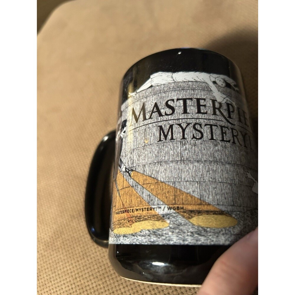 PBS Masterpiece Mystery! Edward Gorey Style Coffee Mug Black Vintage PBS Pledge
